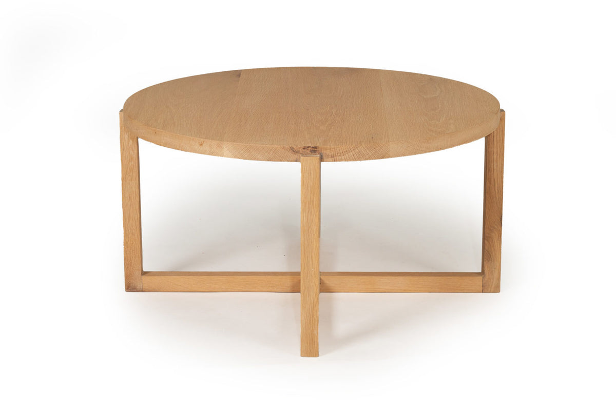 Coast Round Coffee Table in Oak, top view.
