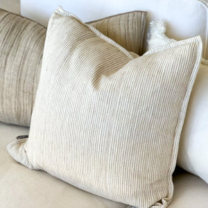Myra cushion in natural with white stripe by Eadie Lifestyle, Magnolia Lane indoor cushions Sunshine Coast