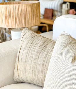 Myra cushion in natural with white stripe by Eadie Lifestyle, Magnolia Lane indoor cushions Sunshine Coast