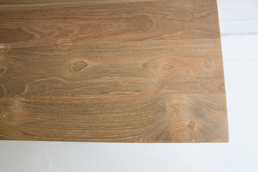 Gather Indoor Dining Table in Reclaimed Teak, close-up detail.