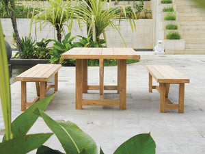 Gather Outdoor Dining Table made with reclaimed Teak, Magnolia Lane coastal furniture