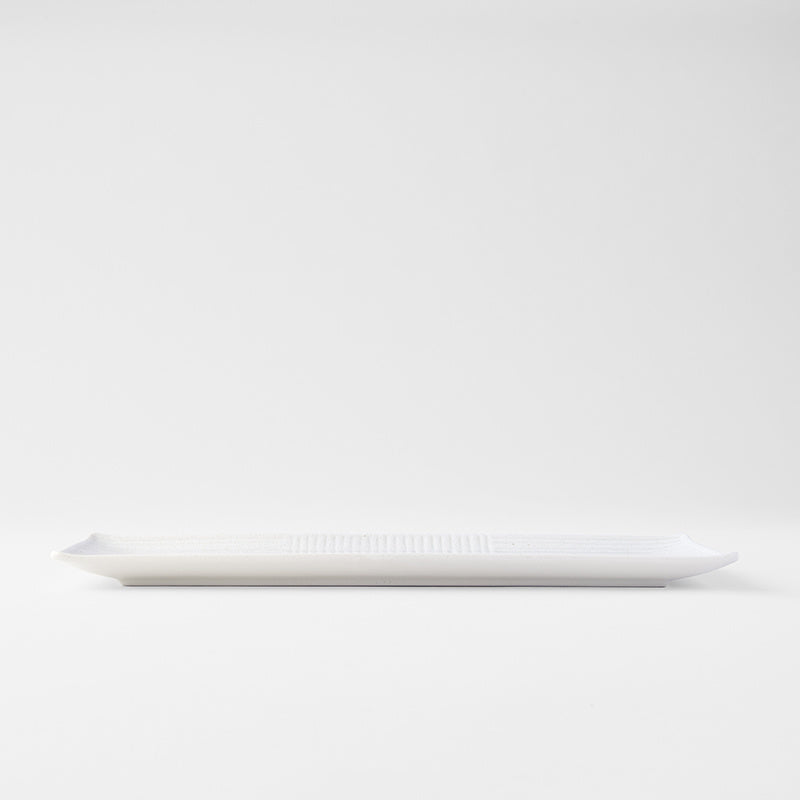 Japanese Minoyaki rectangular sashimi serving plate 33cm in pure white glaze 1