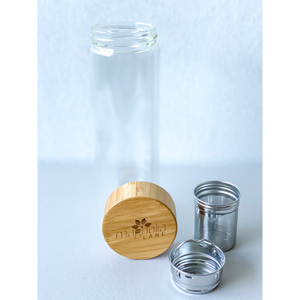 Tea Infuser Double Wall Glass Bottle with Bamboo Lid | 450ml - Magnolia Lane