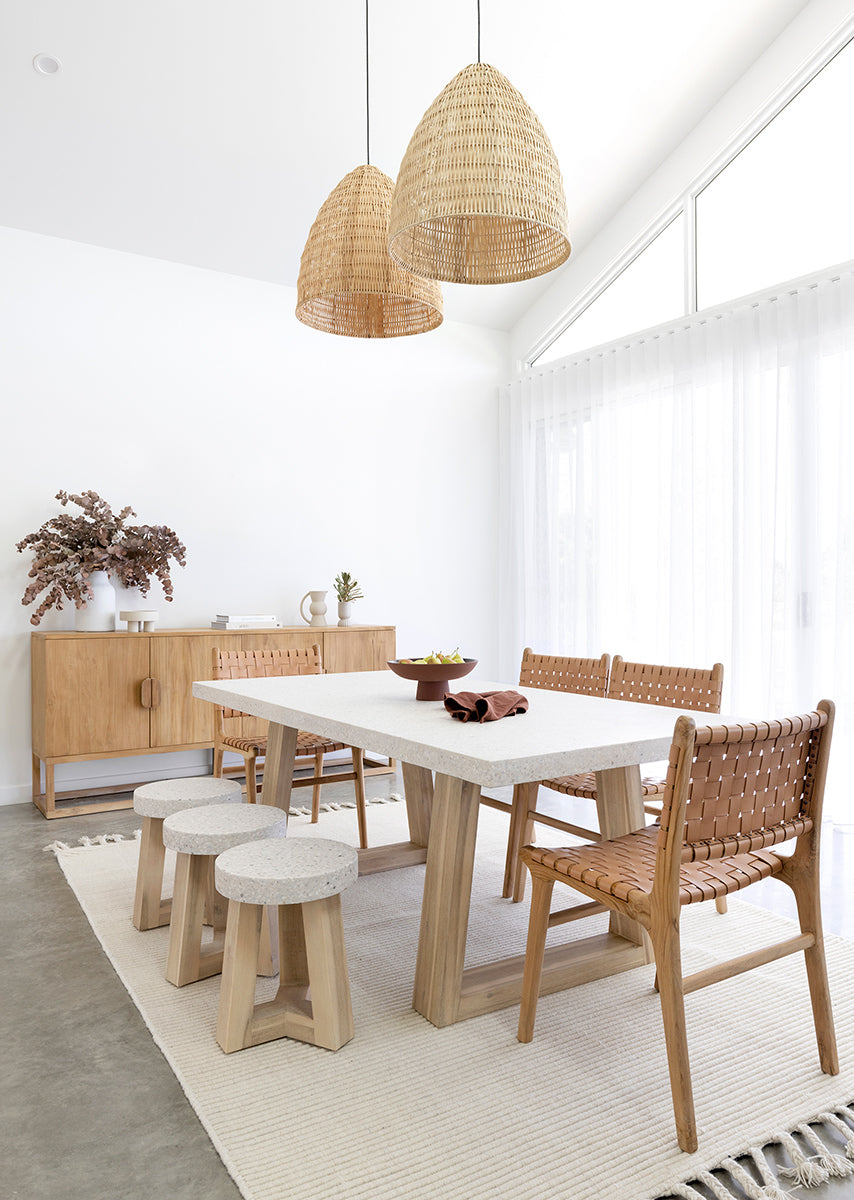 Costa ivory coast eterrazzo stool, Magnolia Lane coastal dining room