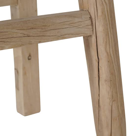 Handmade reclaimed elm wood barstool with bleached finish, featuring natural variations for a unique coastal or villa style. By Uniwqa Collections, sold by Magnolia Lane Australia wide delivery. Legs perspective.