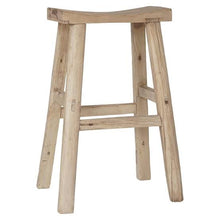 Load image into Gallery viewer, Handmade reclaimed elm wood barstool with bleached finish, featuring natural variations for a unique coastal or villa style. By Uniwqa Collections, sold by Magnolia Lane Australia wide delivery.