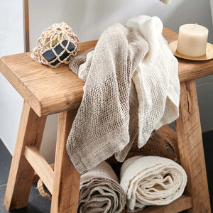 Mayla Ivory woven linen hand towel by Eadie Lifestyle available through Magnolia Lane 1