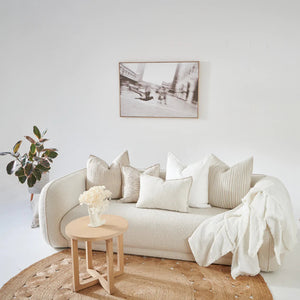Myra cushion in natural with white stripe by Eadie Lifestyle, Magnolia Lane designer cushions