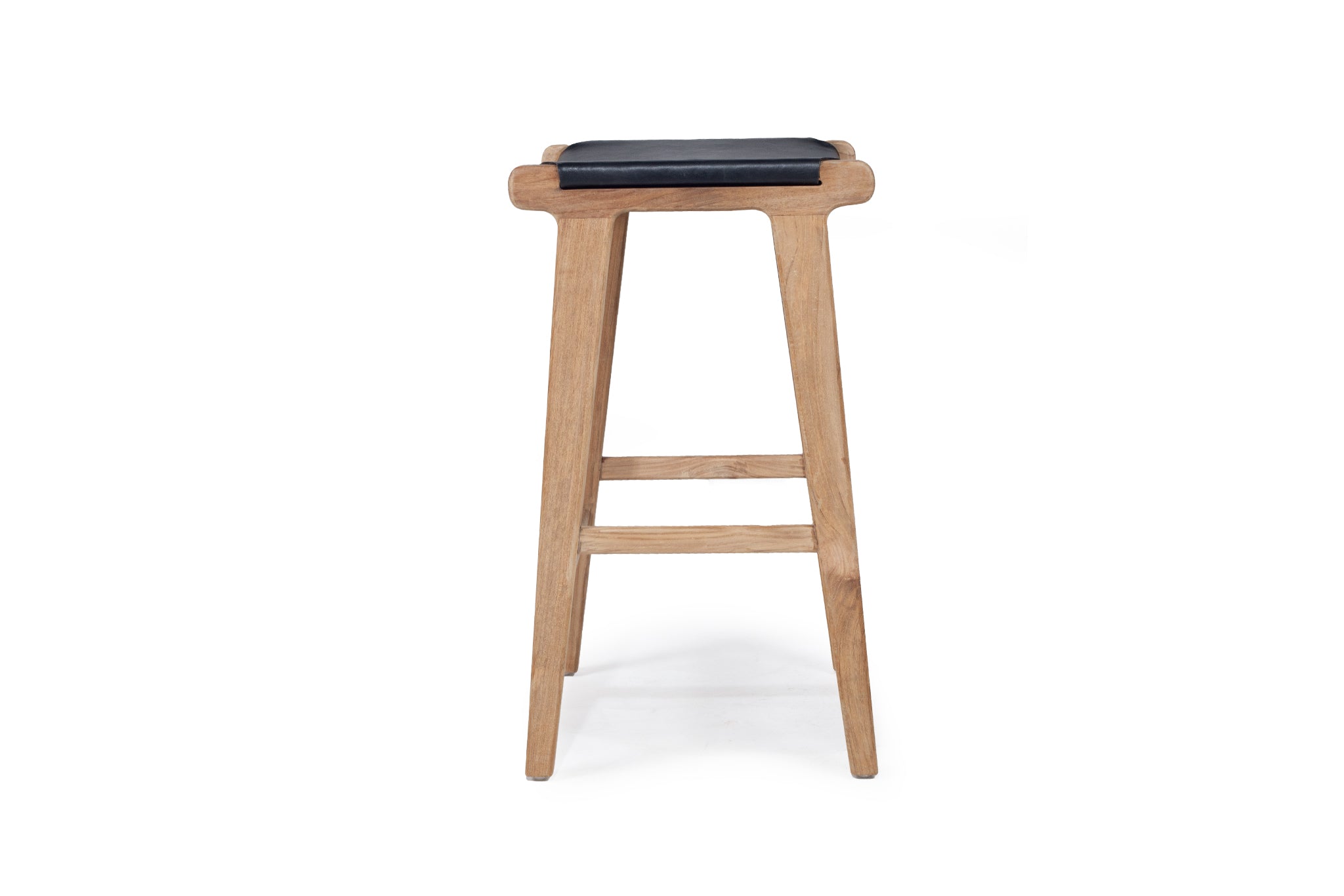 Leather saddle counter stool in black, Magnolia Lane