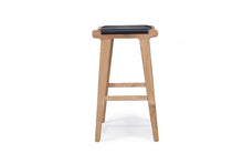 Load image into Gallery viewer, Leather saddle counter stool in black, Magnolia Lane