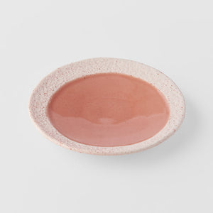 Puddle side plate/saucer featuring a pink crackle glaze | Magnolia Lane ceramics 3