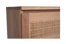 Load image into Gallery viewer, Sunrise rattan and American Oak six door bedroom chest of drawers, Magnolia Lane coastal bedroom furniture 4