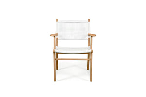 Resort open weave dining armchair in white, Magnolia Lane full outdoor furniture