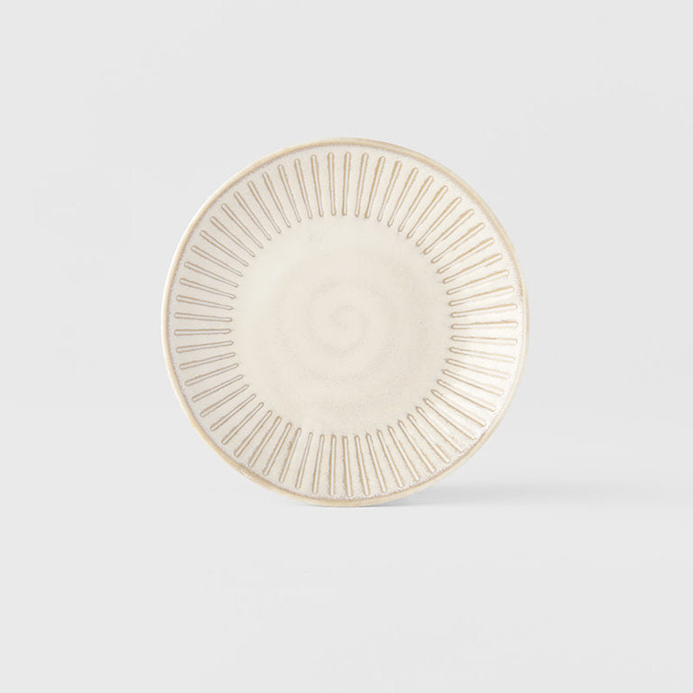 Ridged saucer plate in alabaster white glaze,  Magnolia Lane tableware