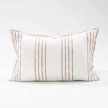 Load image into Gallery viewer, Rock Pool lumbar cushion in white with a natural stripe by Eadie Lifestyle, Magnolia Lane