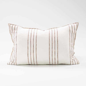 Rock Pool lumbar cushion in white with a natural stripe by Eadie Lifestyle, Magnolia Lane