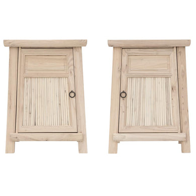 Bamboo bedside tables made from reclaimed elm wood by Uniqwa Furniture, sold through Magnolia Lane Sunshine Coast and Australia wide