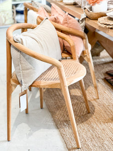 Teak and rattan dining chair modern coastal style magnolia lane furniture