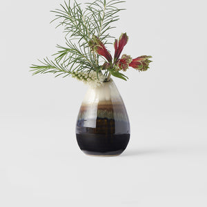 Teardrop Shaped Vase in Brown with drip glaze, made in Japan, Magnolia Lane modern home decor Sunshine Coast
