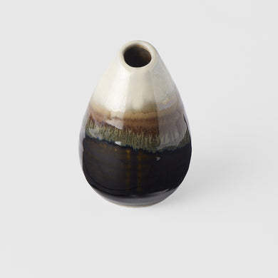 Teardrop Shaped Vase in Brown with drip glaze, made in Japan, Magnolia Lane home decor