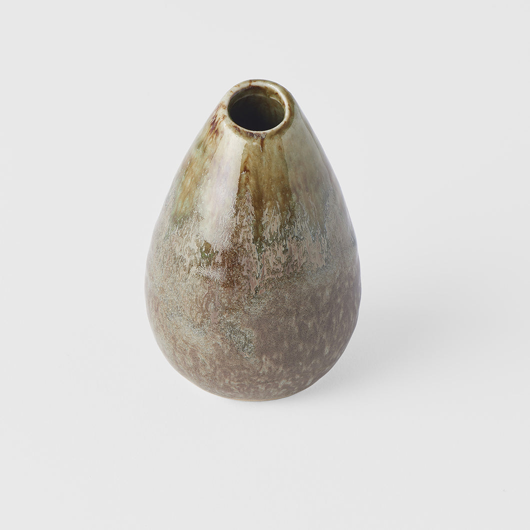 Teardrop Shaped Vase in Mottled Green, made in Japan, Magnolia Lane home decor