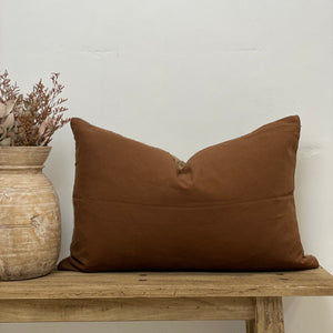 Tussar heavy reversible lumbar cushion cover, linen and wild silk, Magnolia Lane Sunshine Coast