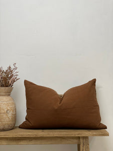 Tussar heavy reversible lumbar cushion cover, linen and wild silk, Magnolia Lane homewares