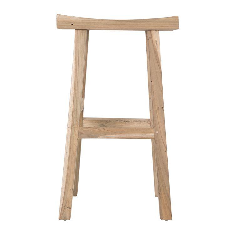 Front view of the Kusina bar stool handcrafted from solid reclaimed teak