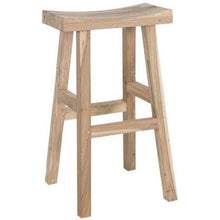 Load image into Gallery viewer, Kusina Barstool by Uniqwa Collections, crafted from solid reclaimed teak with a sleek sanded finish. Featuring natural timber grains and a curved seat, this durable and elegant bar stool adds character to dining spaces, restaurants, or bars.