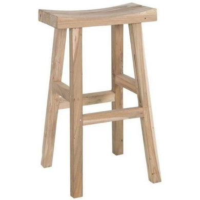 Kusina Barstool by Uniqwa Collections, crafted from solid reclaimed teak with a sleek sanded finish. Featuring natural timber grains and a curved seat, this durable and elegant bar stool adds character to dining spaces, restaurants, or bars.