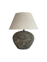 Load image into Gallery viewer, Villa style clay base table lamp with a linen shade, a beautiful earthy vibe for the modern home, Magnolia Lane boutique lighting