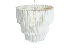 Wood Candle Stick Tiered Chandelier in White, Magnolia Lane boutique lighting Sunshine Coast