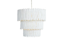 Load image into Gallery viewer, Wood Candle Stick Tiered Chandelier in White, Magnolia Lane boutique lighting