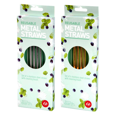 Reusable Metal Straws S4 - Metallic Assort Silver + Gold - Magnolia Lane